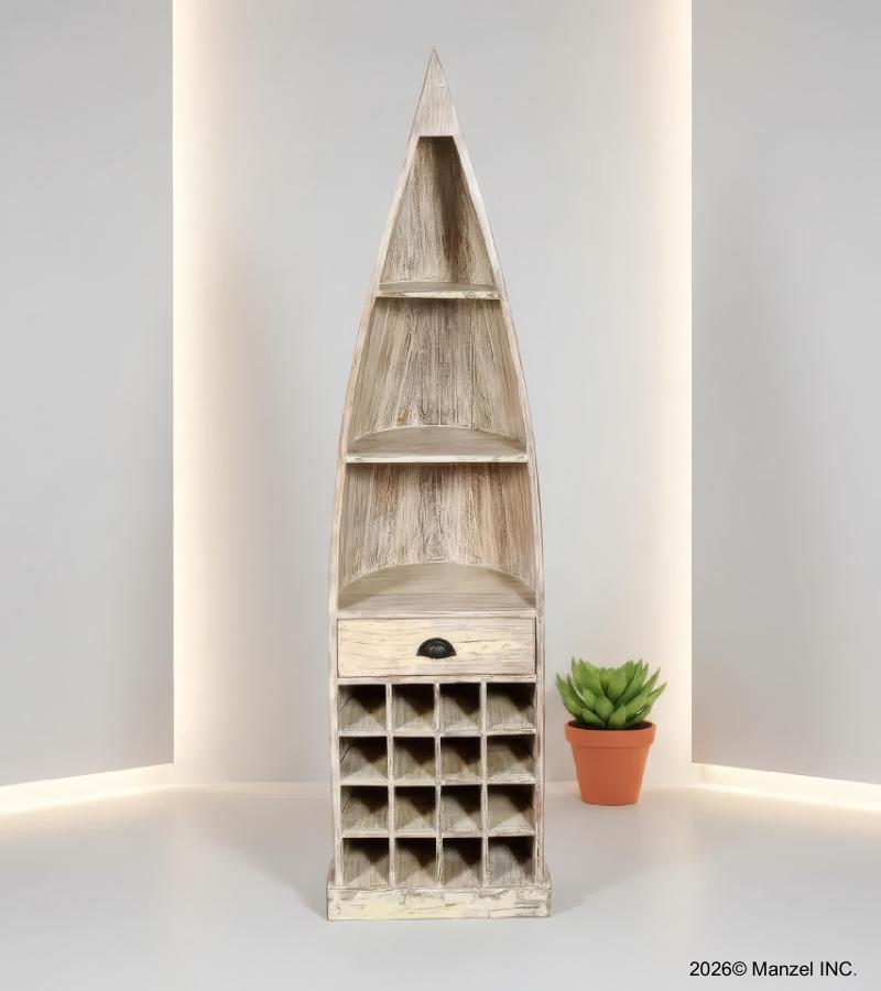RECLAIMED TEAK WOOD BOAT NAUTICAL WINE RACK BOOKCASE W/ SHELVES