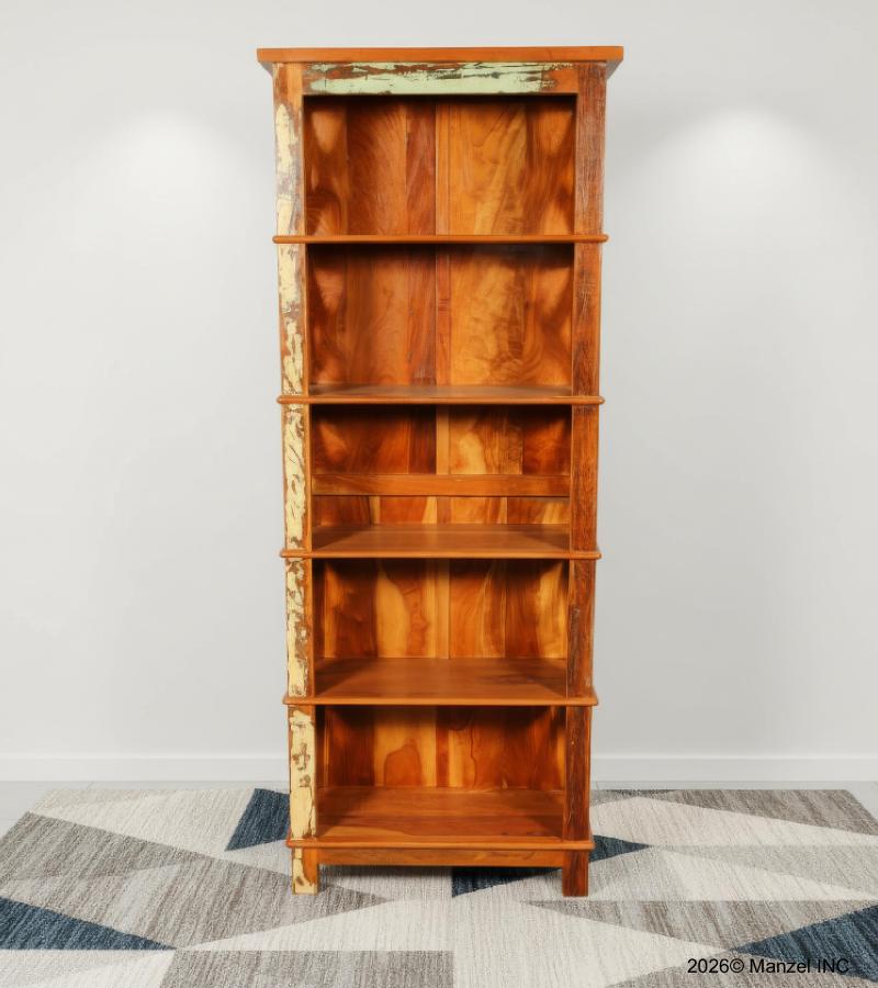 Solid Reclaimed Teak Wood Bookshelf Bookcase Shelving Unit