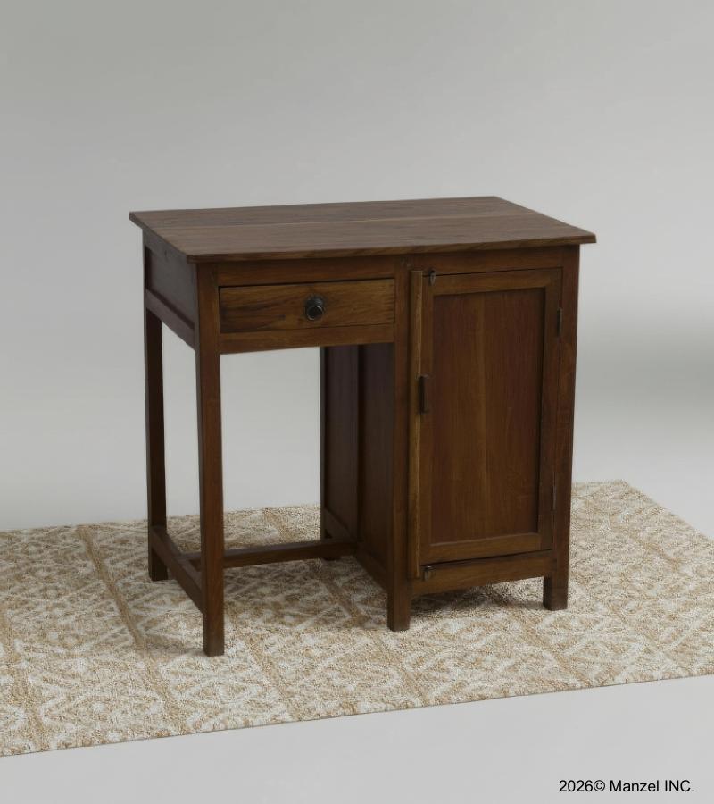 SOLID RECLAIMED TEAK DESK W/ DRAWER & DOOR