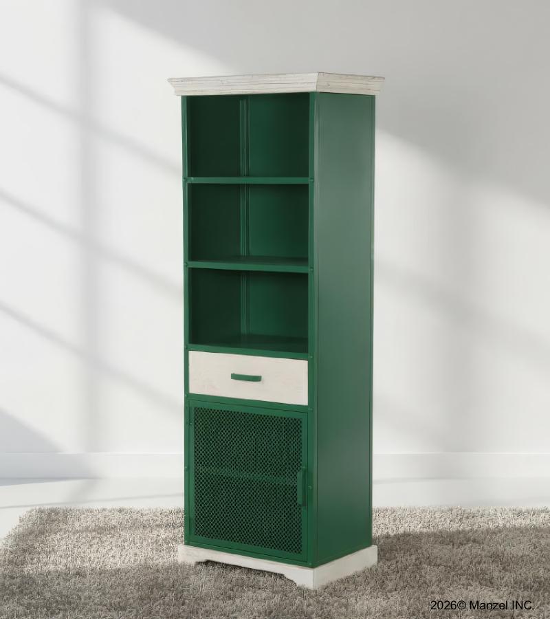 TALL IRON & SOLID WOOD CABINET