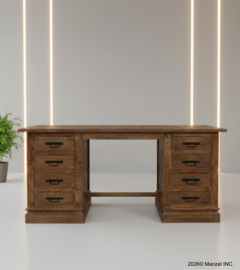SOLID WOOD DESK W/ 8 DRAWERS