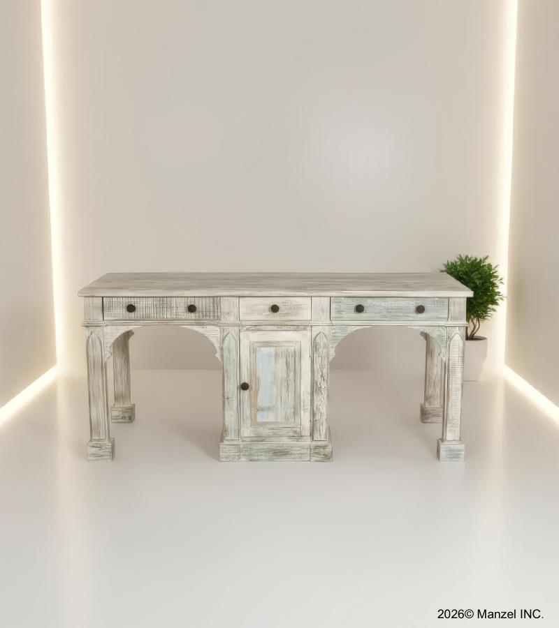 SOLID RECLAIMED WOOD COUNTER HEIGHT WORK + STUDY STATION