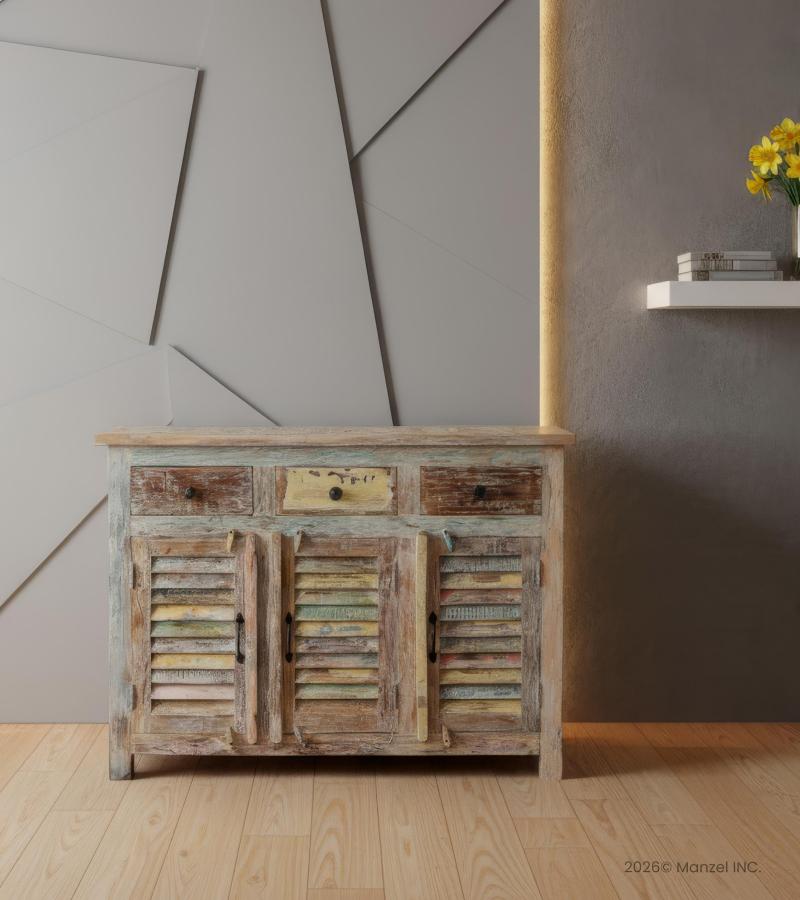RECLAIMED TEAK 3 DRAWER / 3 DOOR SIDEBOARD / CABINET
