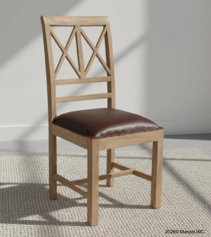 Wood  Leather Chair