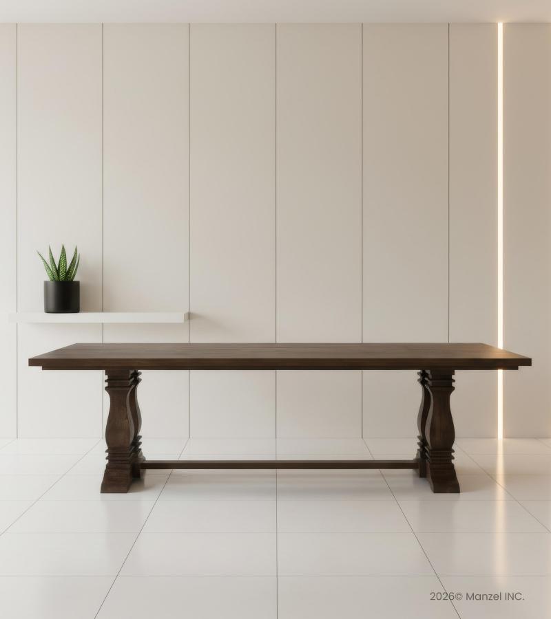 9' SOLID WOOD PEDESTAL DINING TABLE
