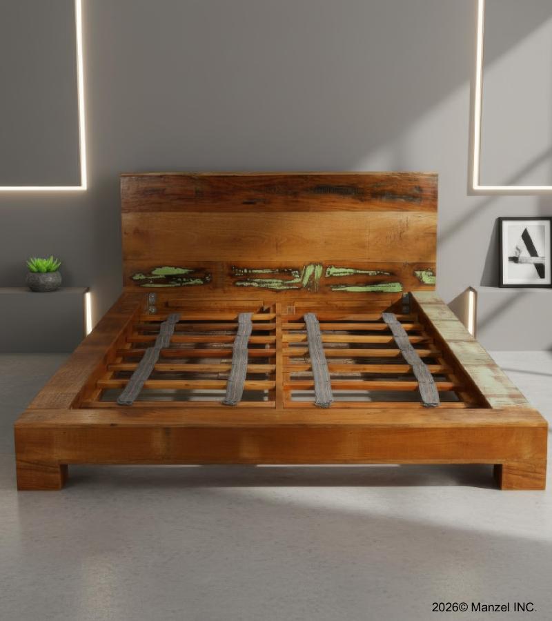 QUEEN SOLID RECLAIMED TEAK WOOD BED