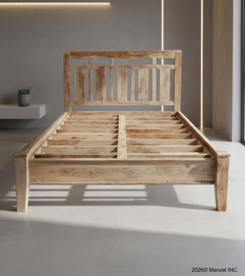 SOLID ROSEWOOD QUEEN BED - HEADBOARD, FOOTBOARD, SIDE RAILS, SLATS