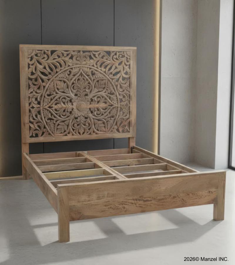 HAND CARVED SOLID WOOD Queen bed
