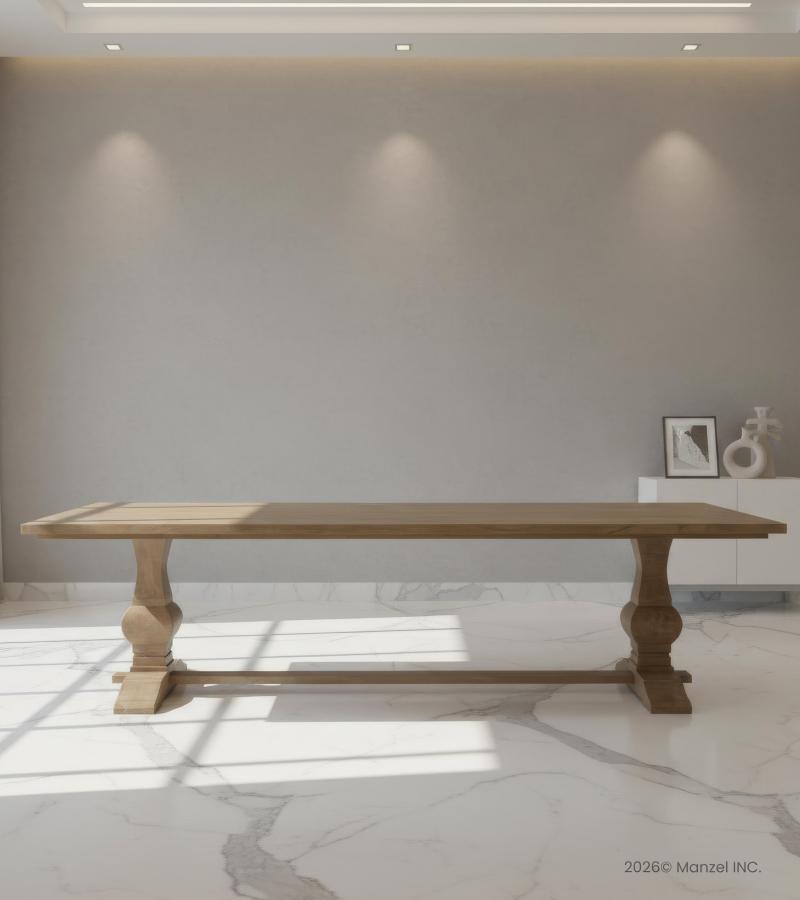 SOLID WOOD PEDESTAL DINING TABLE 