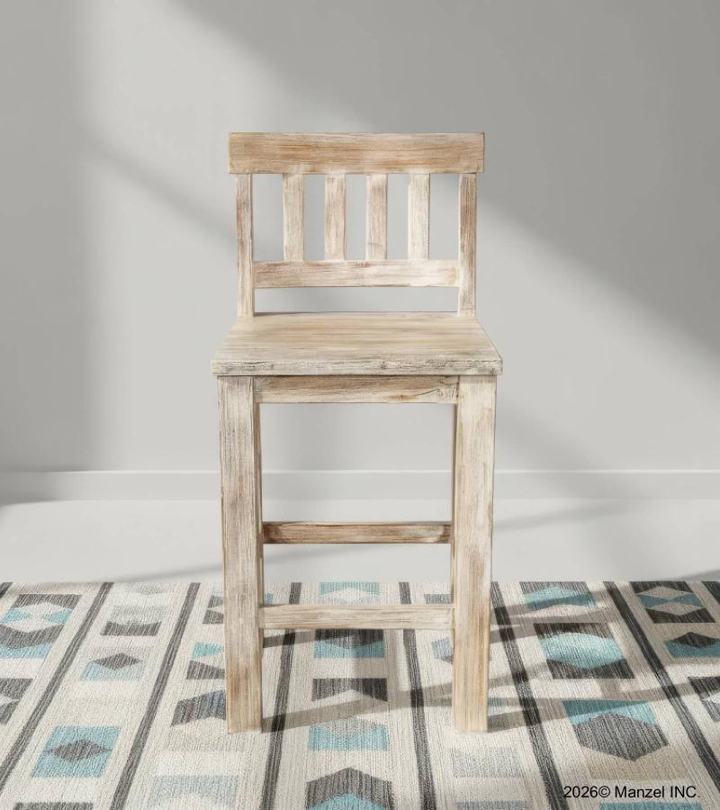 SOLID RECLAIMED TEAK WOOD COUNTER HEIGHT STOOL