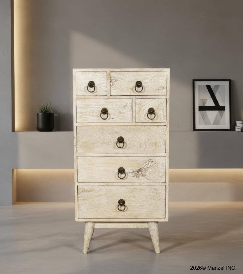 SOLID HAND CARVED WOOD 7 DRAWER CHEST CABINET