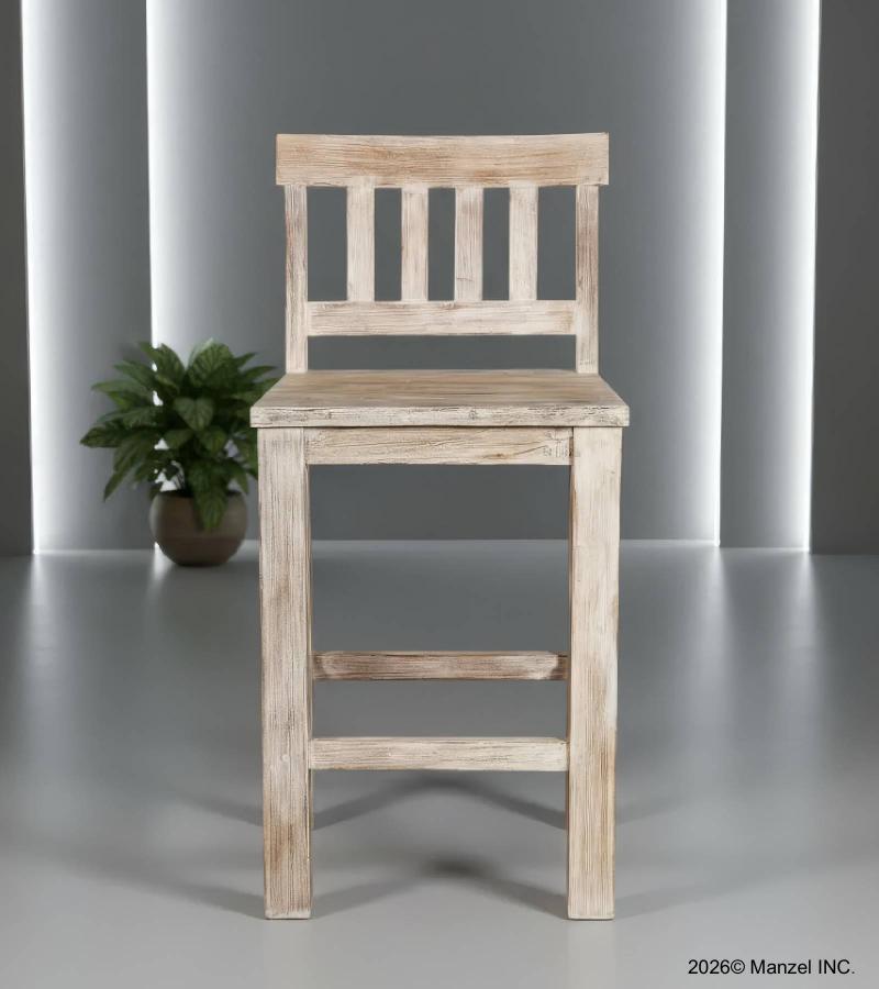 SOLID RECLAIMED TEAK WOOD COUNTER HEIGHT STOOL