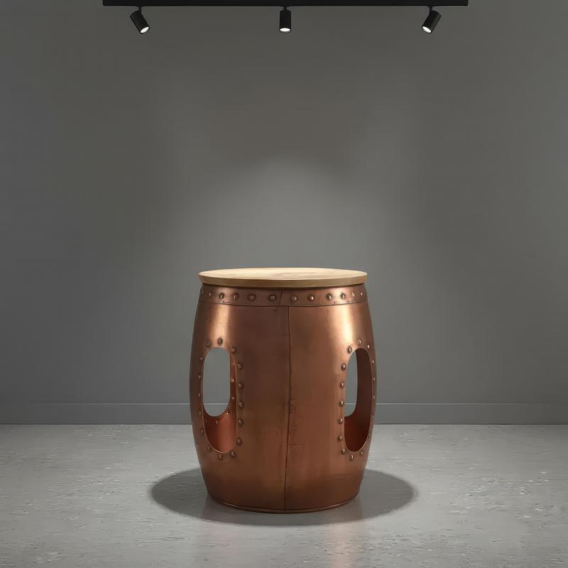 SOLID WOOD & METAL END TABLE