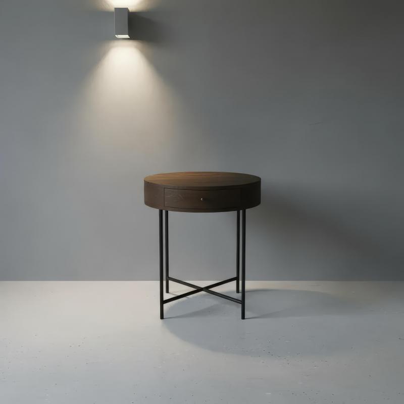 SOLID WOOD & IRON ROUND SIDE TABLE / OCCASIONAL TABLE