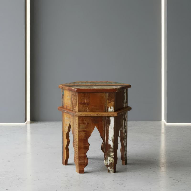 SOLID RECLAIMED TEAK WOOD END TABLE / NIGHTSTAND