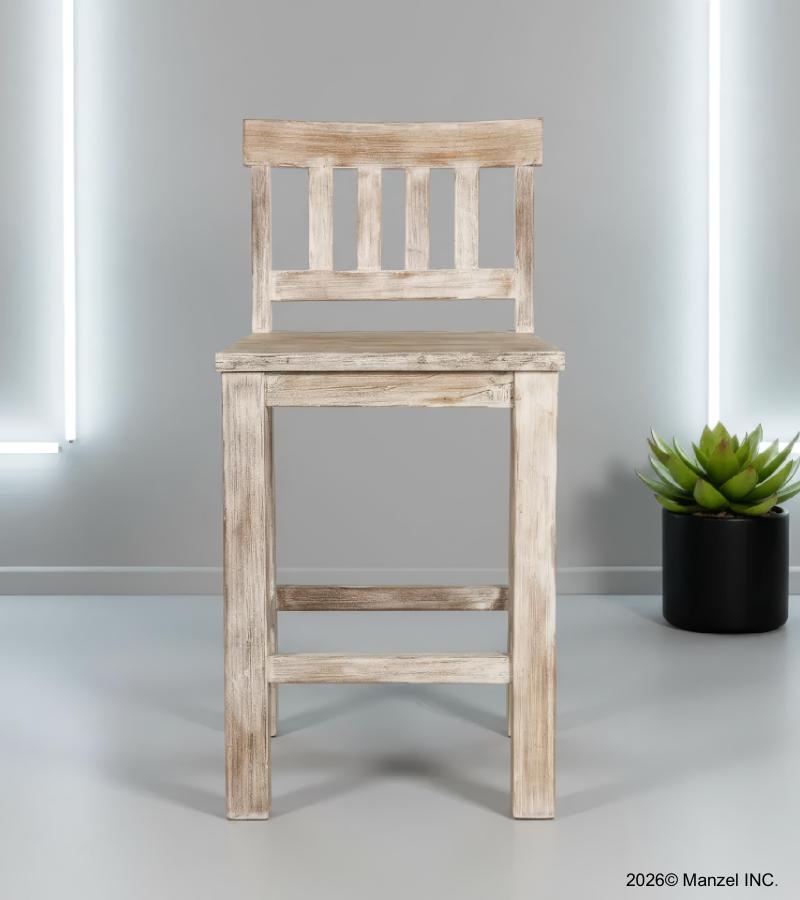 SOLID RECLAIMED TEAK WOOD COUNTER HEIGHT STOOL