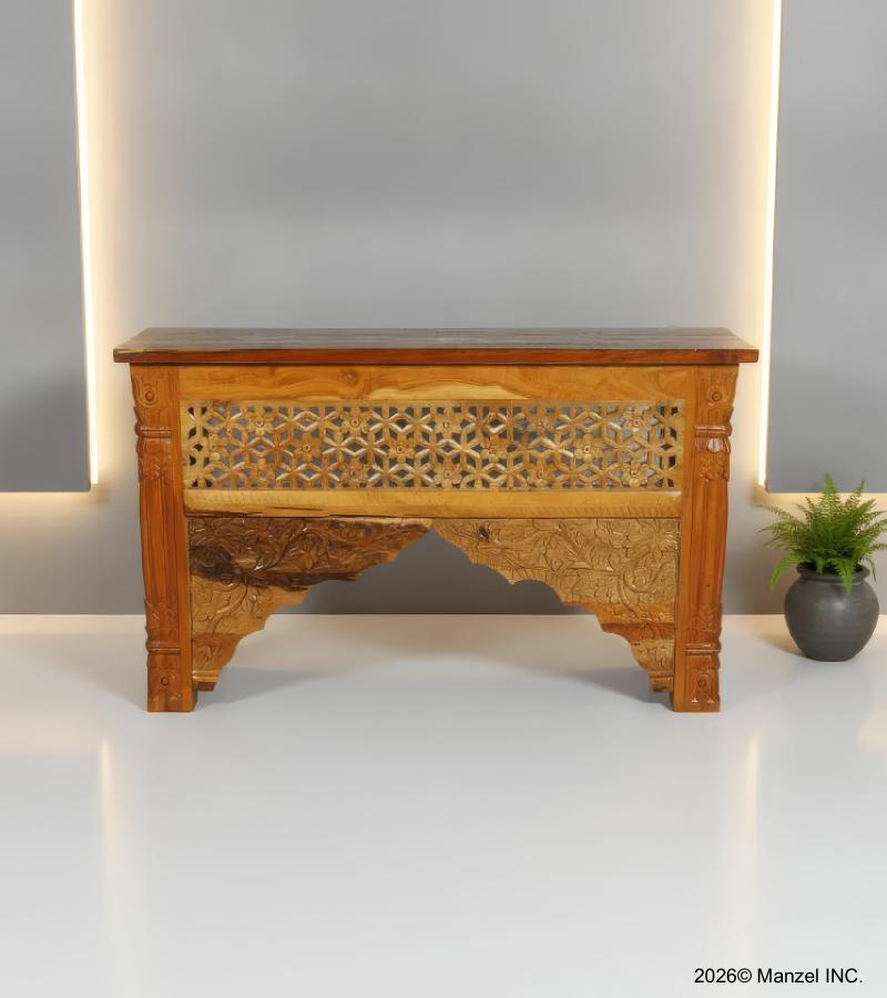 HAND CARVED SOLID WOOD CONSOLE