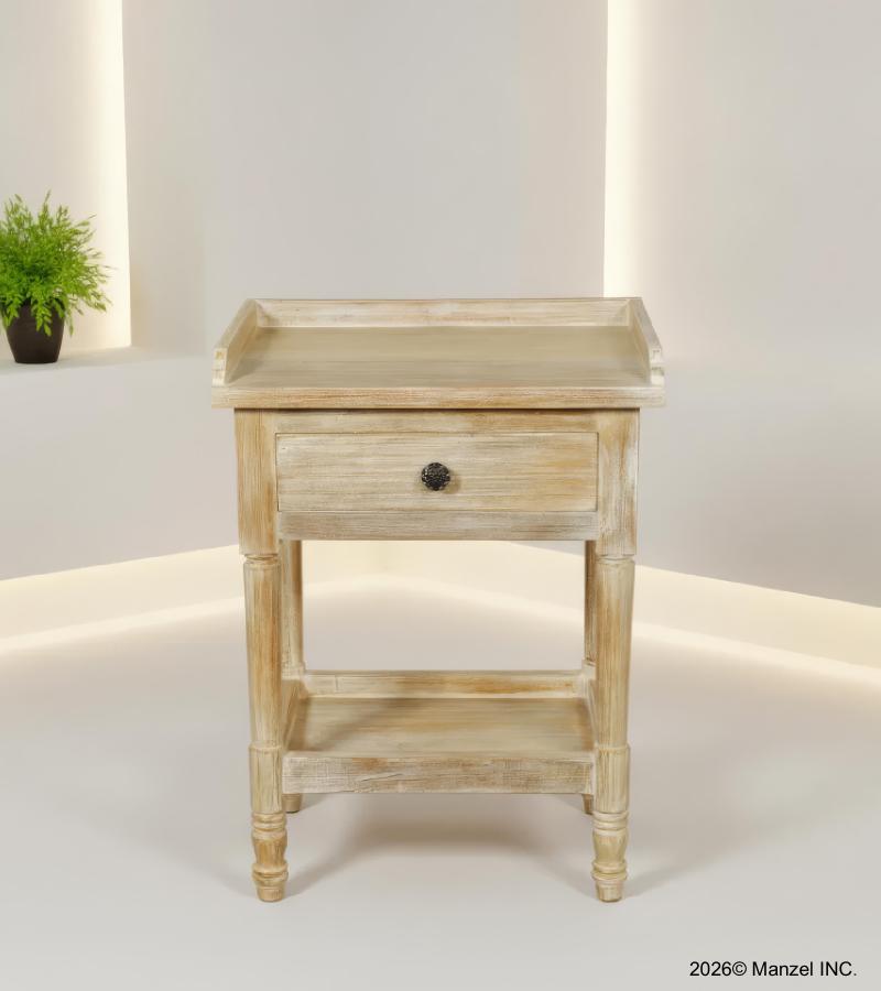 SOLID RECLAIMED TEAK WOOD END TABLE W/ DRAWER