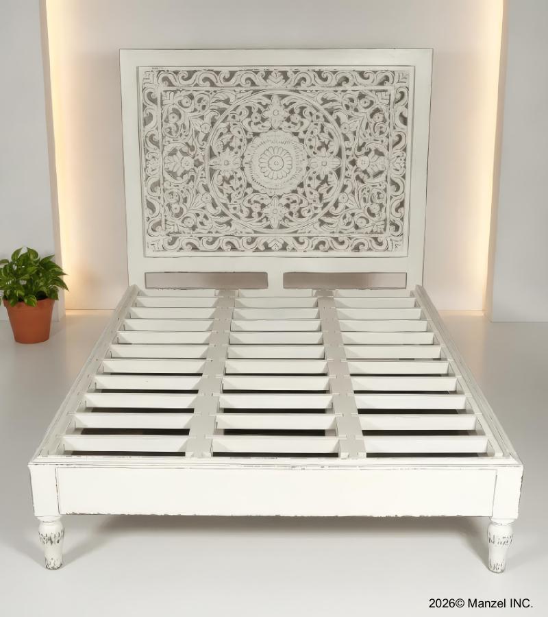 HAND CARVED SOLID WOOD Queen bed