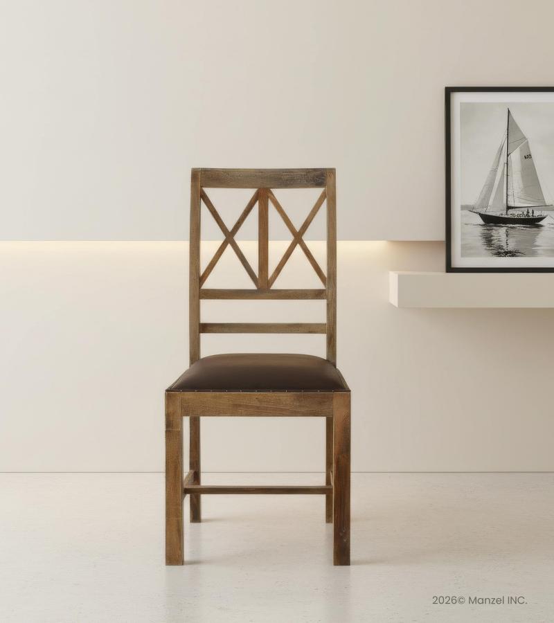 Wood  Leather Chair
