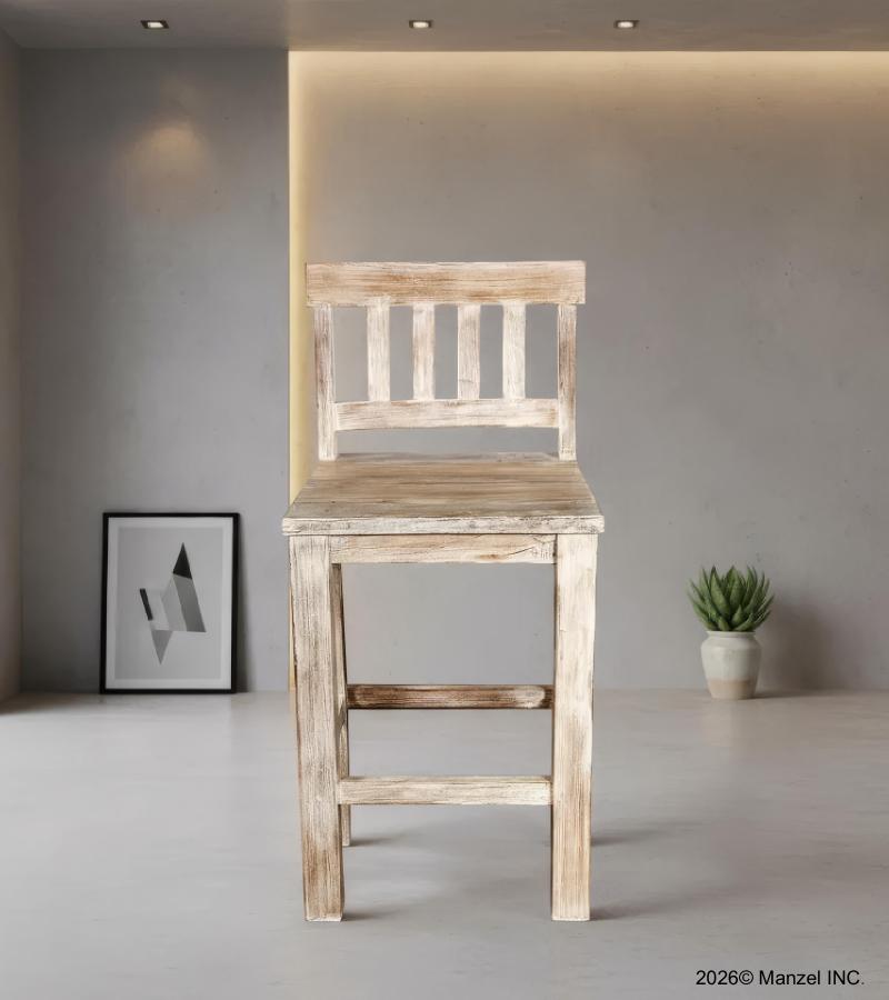 SOLID RECLAIMED TEAK WOOD COUNTER HEIGHT STOOL