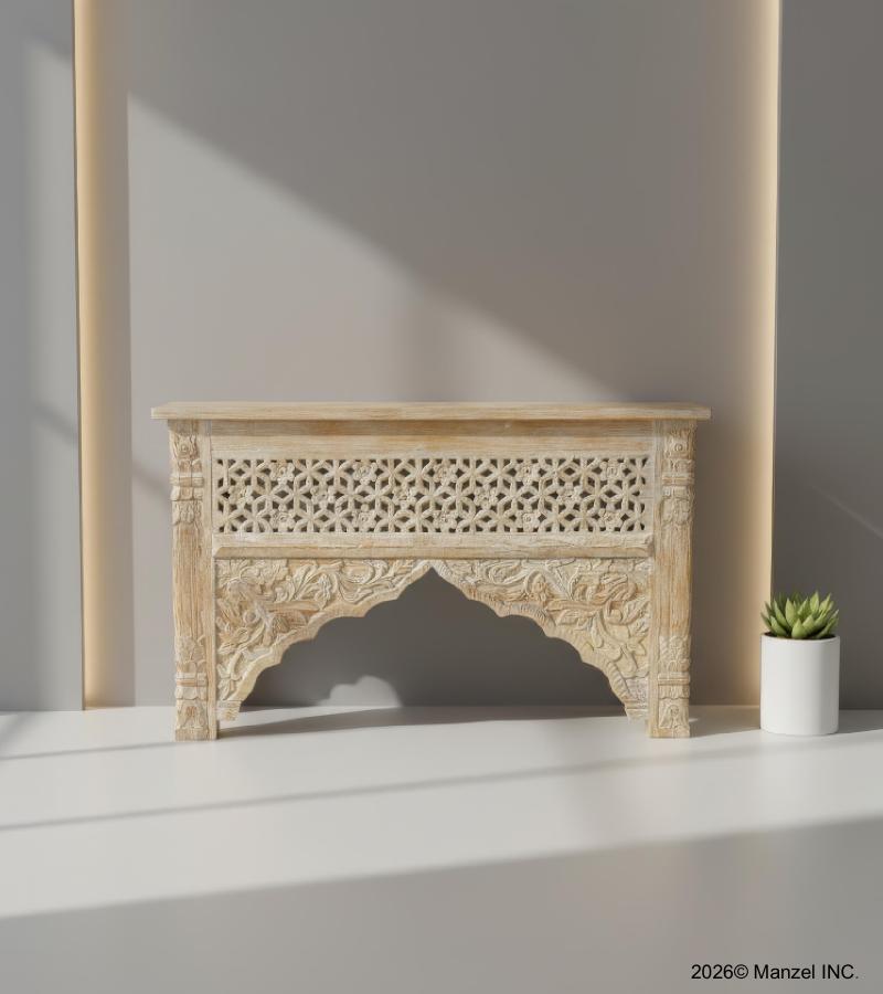 HAND CARVED SOLID WOOD CONSOLE TAB;E