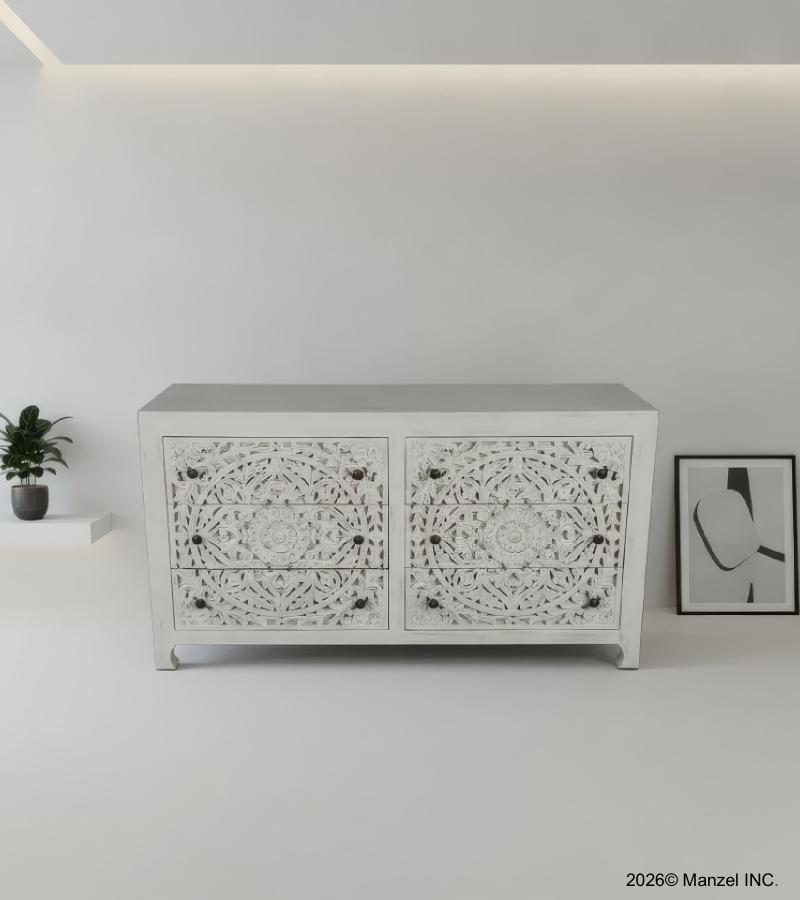 HAND CARVED SOLID WOOD BUREAU DRESSER