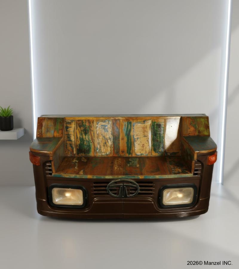 WOOD/IRON INDUSTRIAL SOFA