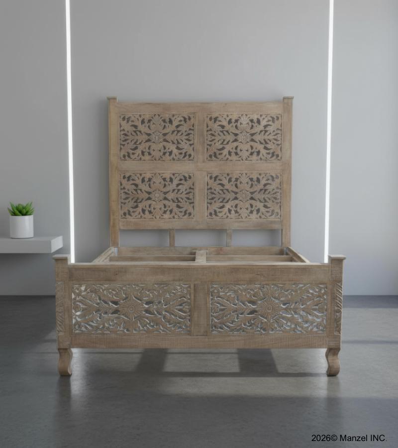 HAND CARVED SOLID WOOD Queen bed