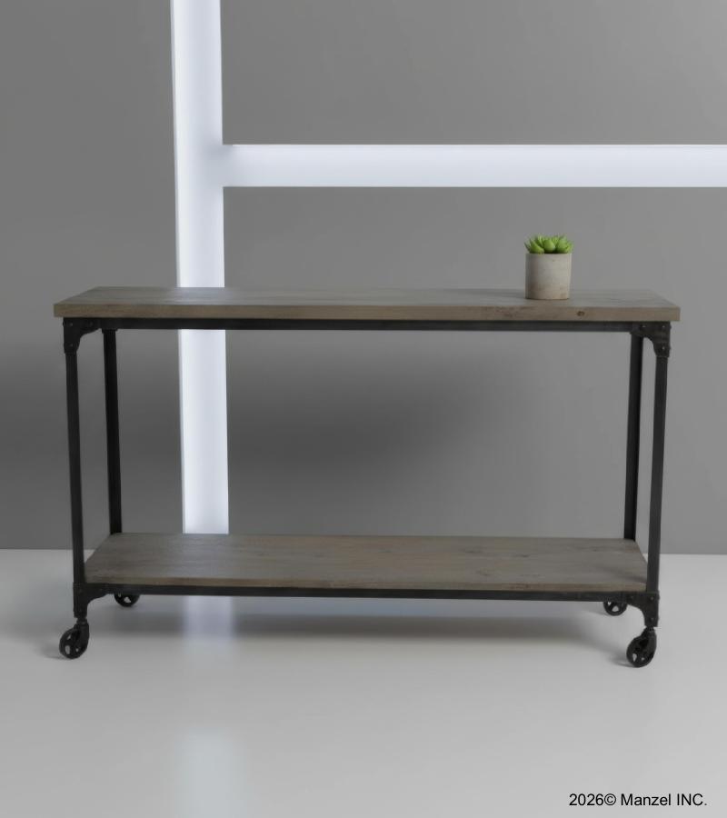 SOLID WOOD & IRON CONSOLE TABLE