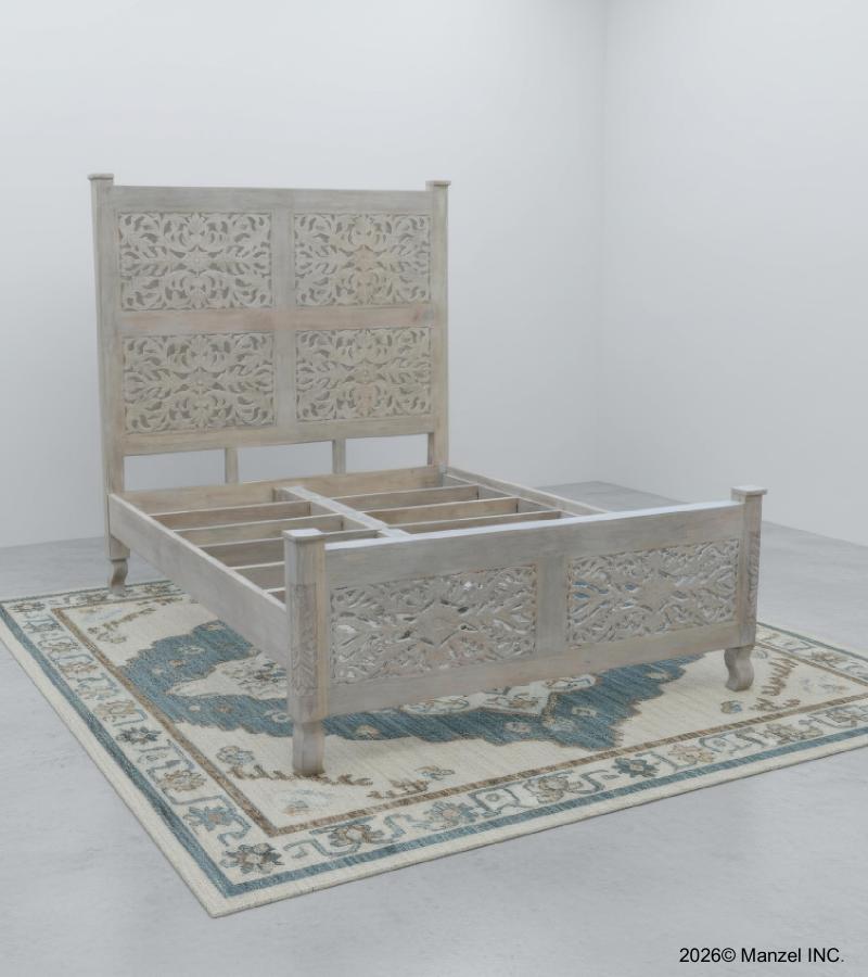 HAND CARVED SOLID WOOD Queen bed