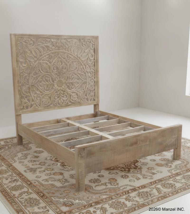 HAND CARVED SOLID WOOD Queen bed