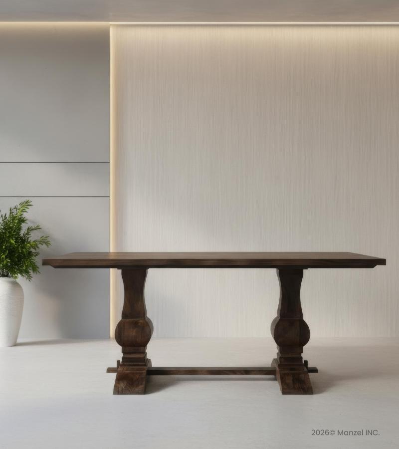 SOLID WOOD PEDESTAL DINING TABLE 