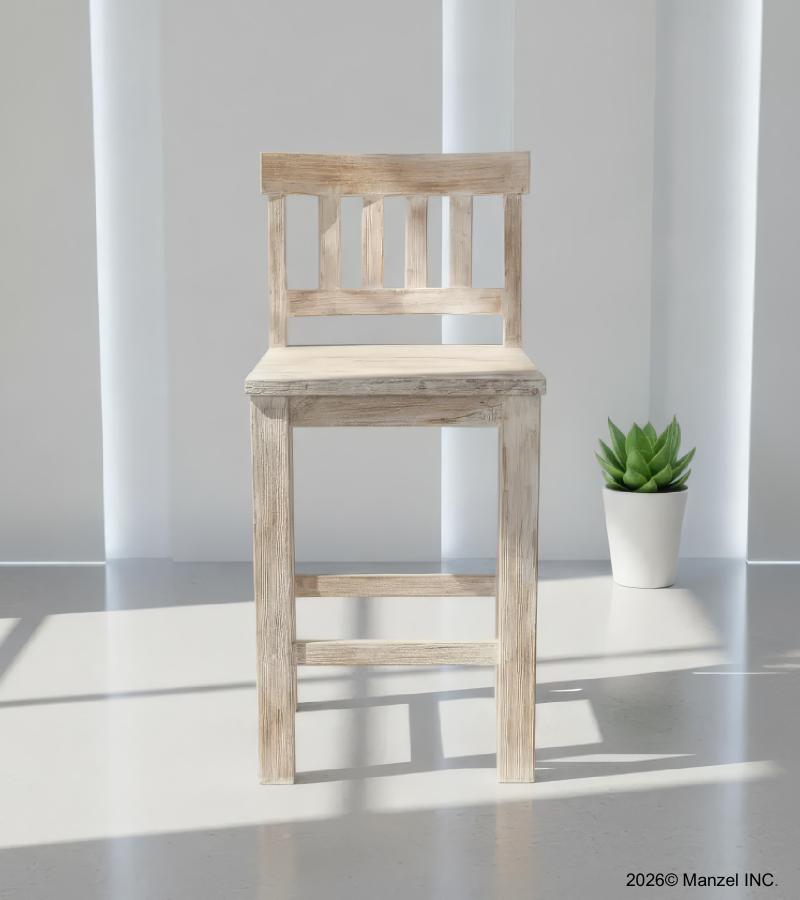 SOLID RECLAIMED TEAK WOOD COUNTER HEIGHT STOOL