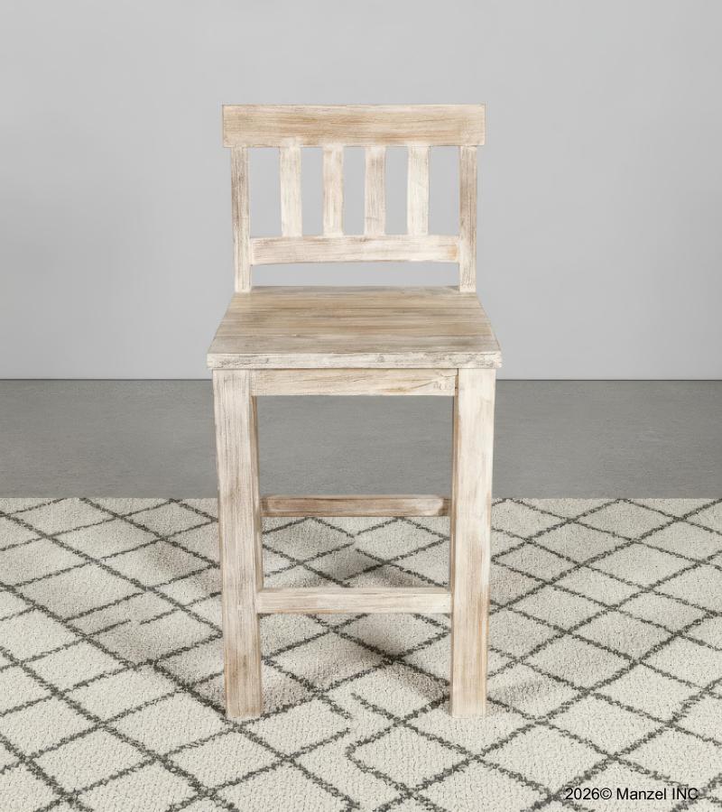SOLID RECLAIMED TEAK WOOD COUNTER HEIGHT STOOL