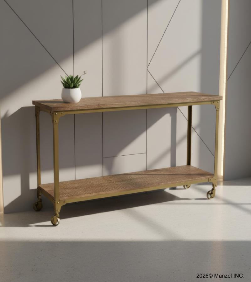 SOLID WOOD & IRON CONSOLE TABLE