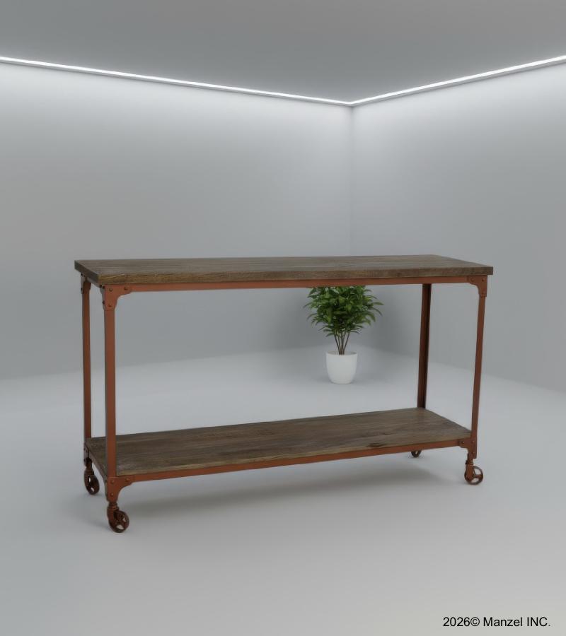 SOLID WOOD & IRON CONSOLE TABLE