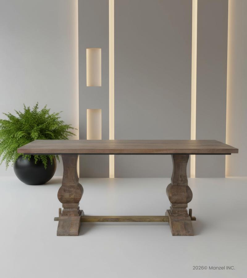 SOLID WOOD PEDESTAL DINING TABLE 