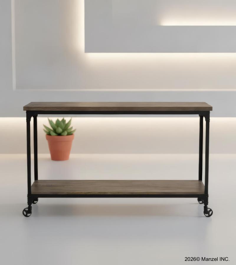 SOLID WOOD & IRON CONSOLE TABLE
