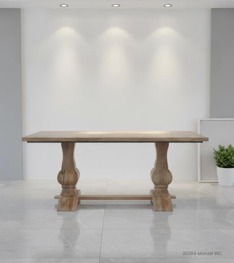 SOLID WOOD PEDESTAL DINING TABLE 
