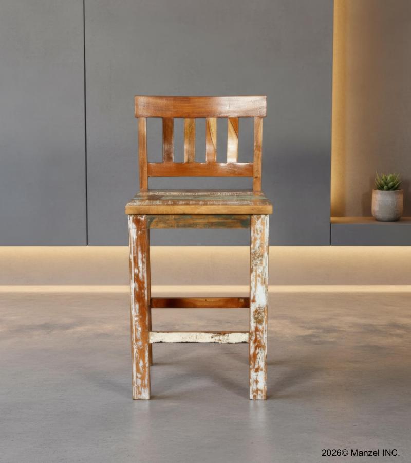 SOLID RECLAIMED TEAK WOOD COUNTER HEIGHT STOOL