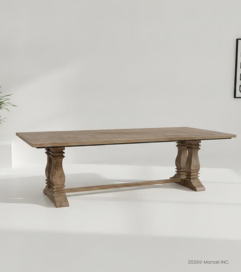 9' SOLID WOOD PEDESTAL DINING TABLE