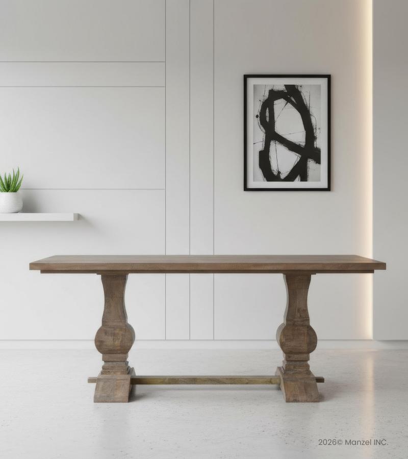 SOLID WOOD PEDESTAL DINING TABLE