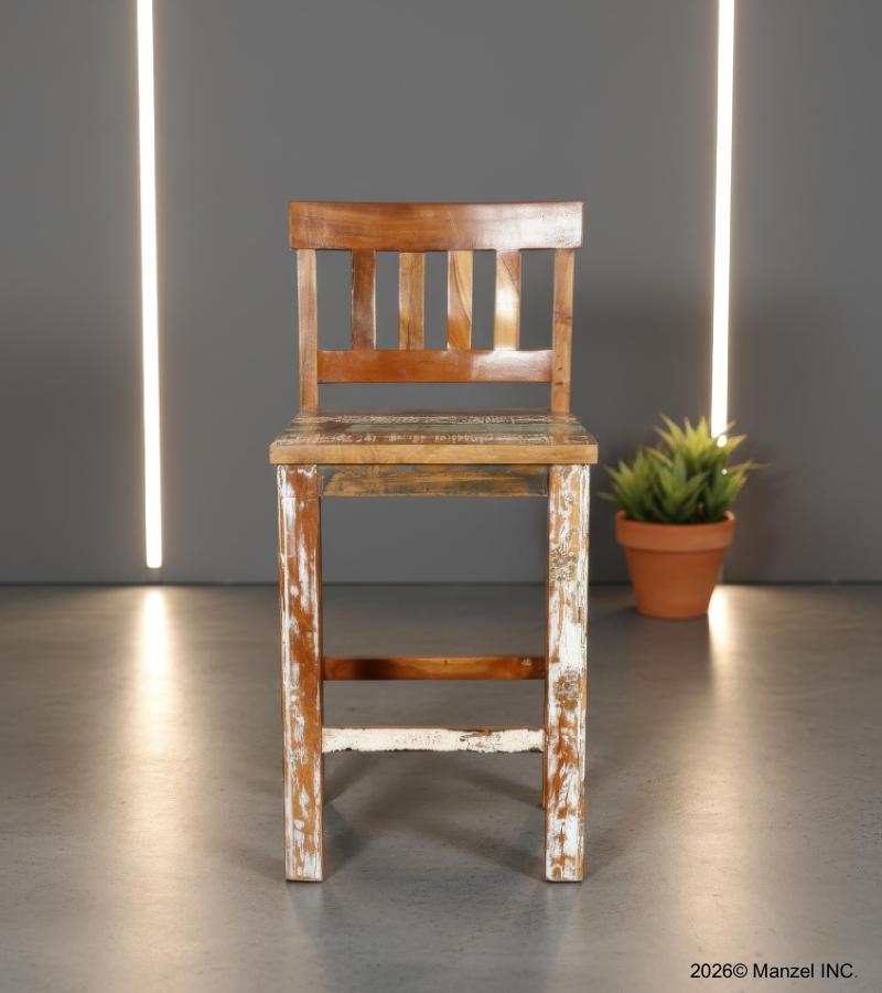 SOLID RECLAIMED TEAK WOOD COUNTER HEIGHT STOOL