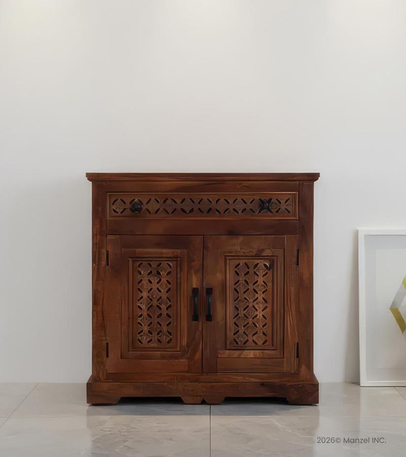 CARVED WOOD SIDEBOARD W/ 2 DOORS & 1 DRAWER