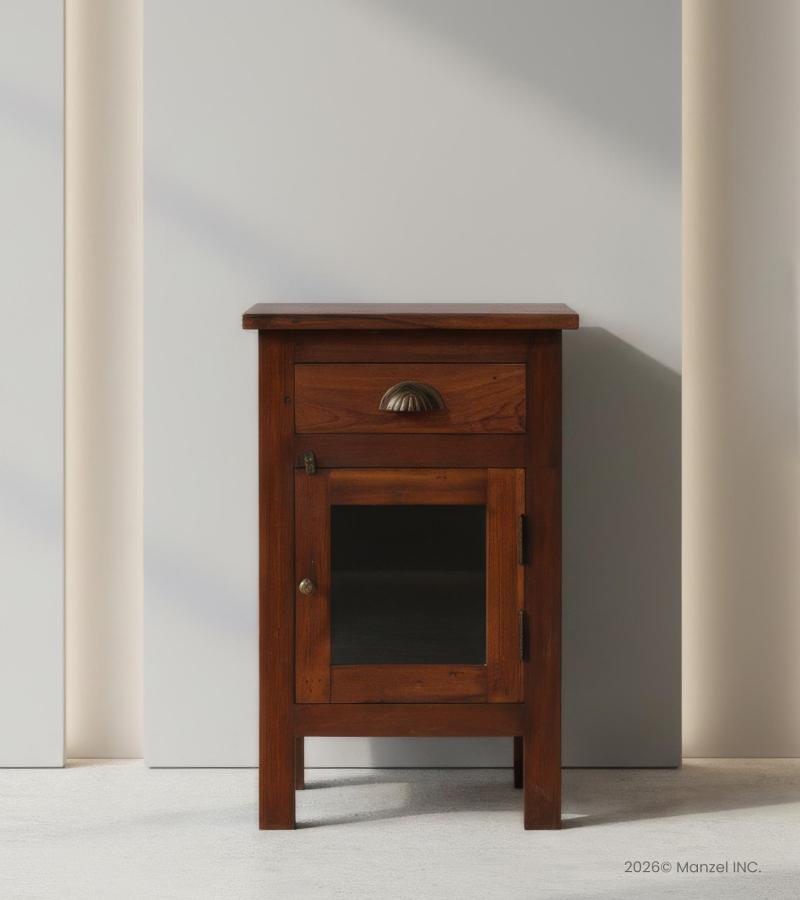 SOLID RELAIMED TEAK BEDSIDE END TABLE