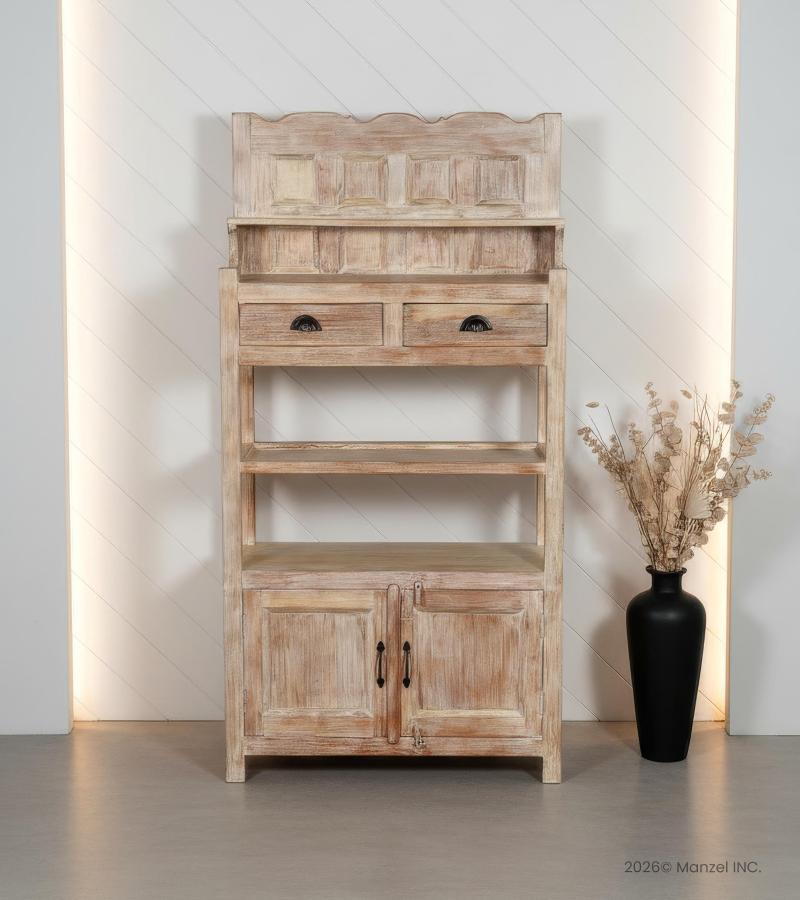 RECLAIMED TEAK STORAGE / DISPLAY RACK - DRAWERS, SHELVES & CABINET