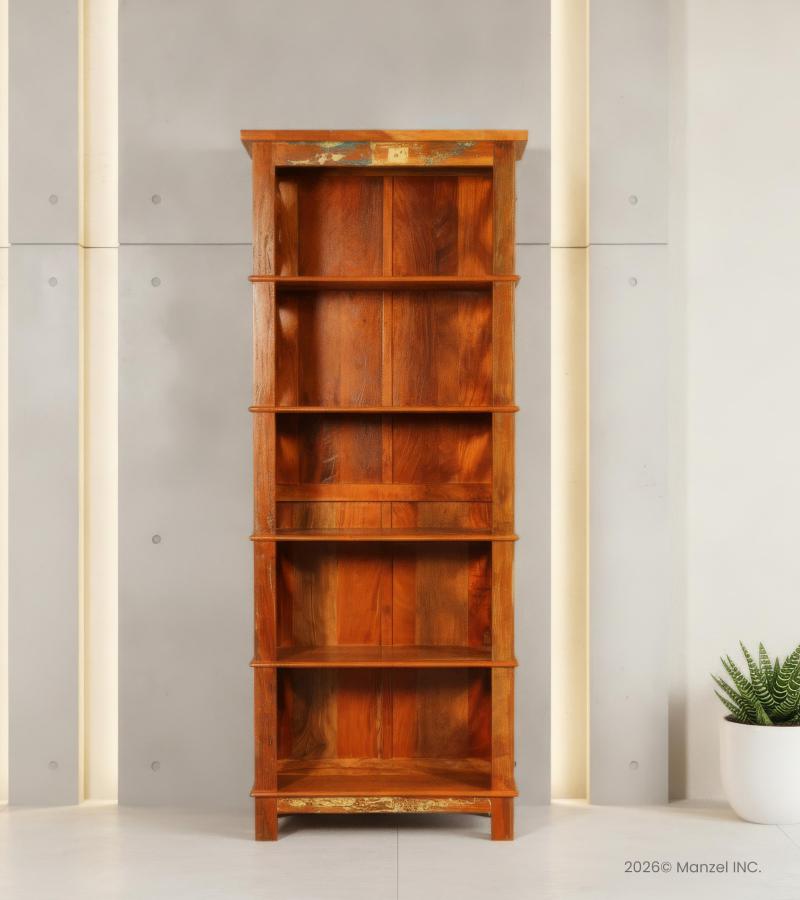 Solid Reclaimed Teak Wood Bookshelf Bookcase Shelving Unit