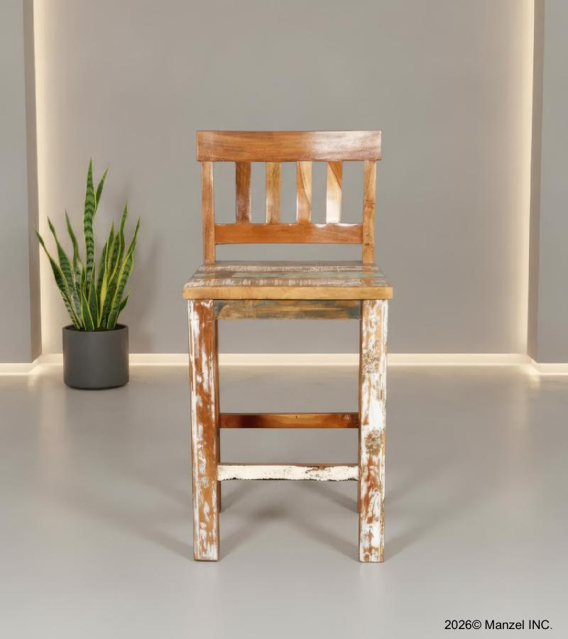 SOLID RECLAIMED TEAK WOOD COUNTER HEIGHT STOOL