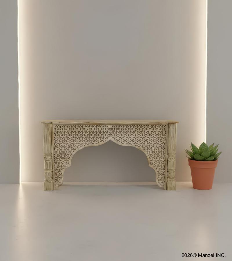 HAND CARVED SOLID WOOD  CONSOLE